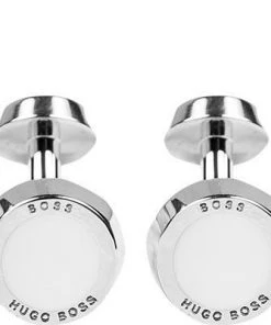 BOSS Manschettenknöpfe Simony 50219288/100 Messing, Silber, White