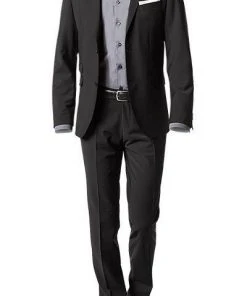CG Anzug Cliff-Cedric 30-031S0/423622+433063/90 Slim Fit, Schurwoll-Stretch, Schwarz