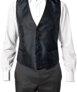 Wilvorst Weste schwarz 437204/30/40 Mikrofaser, Schwarz gemustert