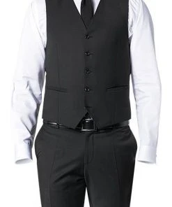 CG Weste Carlton 30/031S0/441013/90 Slim Fit, Schurwoll-Stretch, Schwarz
