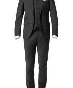 CG Anzug 30-031S0/423622+433063+441013/90 Anzug mit Weste, Slim Fit, Schurwoll-Stretch, Schwarz
