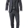 BOSS Anzug 50318521+8825+8500/021 Anzug Johnstons-Lenon mit Weste, Regular Fit, Schurwolle Super120 GUABELLO, Anthrazit meliert, Dark grey
