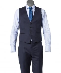 BOSS Weste Wilson 50318500/401 Slim Fit, Schurwolle Super120 GUABELLO, Dunkelblau, Dark blue