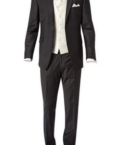 Wilvorst Anzug schwarz 441200/10/17852/2+177 Slim Line, Wolle