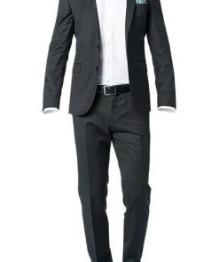 BOSS Anzug Ryan-Wave 50318525+20555/001 Extra Slim Fit, Schurwolle Super120 GUABELLO, Schwarz, Black
