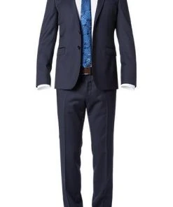 BOSS Anzug Ryan-Wave 50318525+20555/401 Extra Slim Fit, Schurwolle Super120 GUABELLO, Dunkelblau, Dark blue
