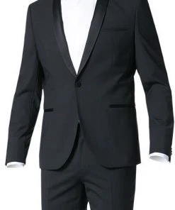 HUGO Smoking AlstonS-HetonS 50321048+49/001 Smoking Alston-Heton, Slim Fit, Schurwoll-Stretch, Schwarz, Black -Anzüge & Westen Verkäufe 257008 norm2