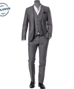 CG Anzug 50/102S1/423712+433063+441013/81 Slim Fit, Schurwolle Super100, Dunkelgrau gemustert, Grau