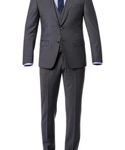 ROY ROBSON ROY R. Anzug S00050381694700+295400+704100/A020 Anzug mit Weste, Slim Fit, Schurwolle, Mittelgrau meliert, Grau
