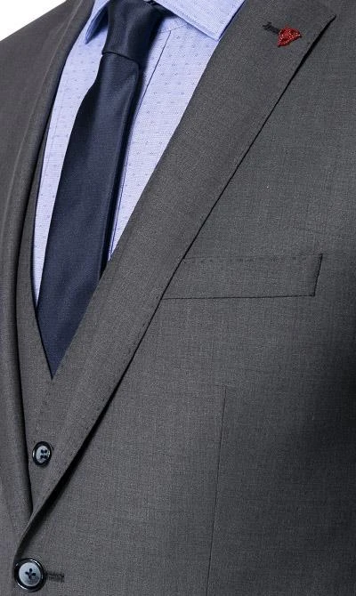 ROY ROBSON ROY R. Anzug S00050381694700+295400+704100/A020 Anzug mit Weste, Slim Fit, Schurwolle, Mittelgrau meliert, Grau 5 ROY ROBSON ROY R. Anzug S00050381694700+295400+704100/A020 Anzug mit Weste, Slim Fit, Schurwolle, Mittelgrau meliert, Grau – Bild 3