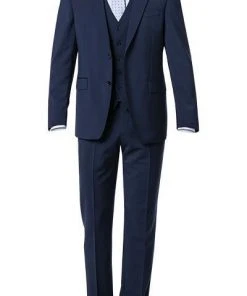 DIGEL Anzug 99832/120033+116062+160008/24 Anzug mit Weste, Modern Fit, Schurwolle Super100 Marzotto, Marine