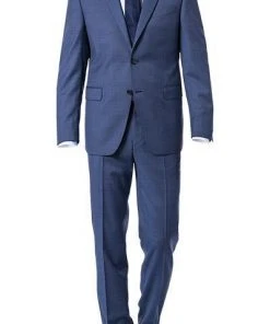 DIGEL Anzug Modern Fit 99653/120033+116062/26 Schurwolle Super110, Blau meliert, Blau