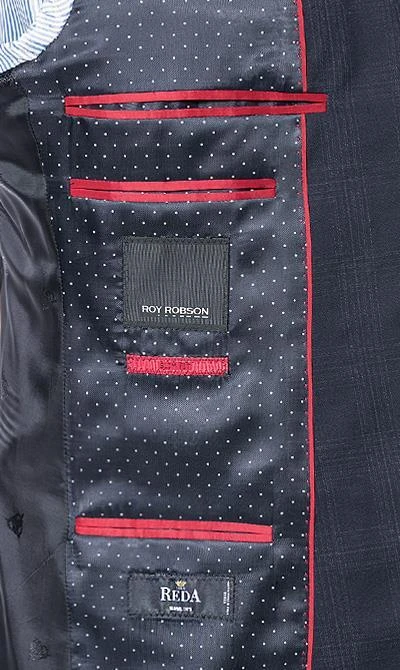 ROY ROBSON Anzug 5022/2062+0240+21/719 Anzug mit Weste, Slim Fit, Schurwolle Super110 REDA, Dunkelblau kariert, Nachtblau 7 ROY ROBSON Anzug 5022/2062+0240+21/719 Anzug mit Weste, Slim Fit, Schurwolle Super110 REDA, Dunkelblau kariert, Nachtblau – Bild 5