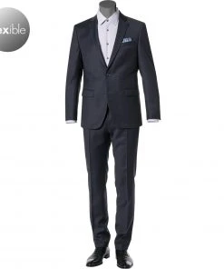 bugatti Anzug Fit Flexcity 793400+788500/99710/390 Modern Fit, Schurwoll-Stretch Flexcity, Nachtblau meliert, Nachtblau