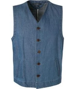 Marc O'Polo Weste 823 0172 81010/856 Shaped Fit, Baumwolle-Leinen, Blau, Jeansblau