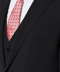 DIGEL Anzug 99832/120033+116062+160008/10 Anzug mit Weste, Modern Fit, Schurwolle Super100 Marzotto, Schwarz -Anzüge & Westen Verkäufe 296843 norm3