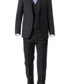 DIGEL Anzug Modern F 99656/120033+116062+160008/10 Anzug mit Weste, Schurwolle REDA, Schwarz