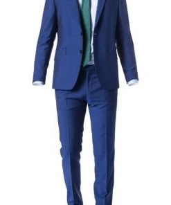 DIGEL Anzug Slim Fit 99832/128001+110030/28 Schurwolle Super100, Royalblau meliert, Blau