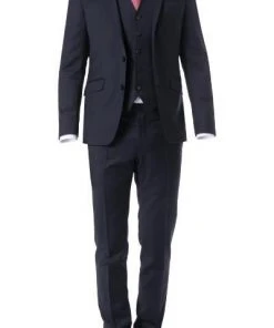 Daniel Hechter Anzug 40103+40150+40160/100108/680 Anzug mit Weste, Shape Fit, Schurwolle, Navy, Blau