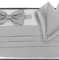 Wilvorst Kummerbund mit Schleife 4112/001/00 Kummerbund + Schleife + Einstecktuch, Hellgrau -Anzüge & Westen Verkäufe 30180 norm