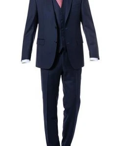 Carl Gross Anzug 70-060N0/323022+332023+343113/63 Anzug mit Weste, Modern Fit, Schurwolle, Dunkelblau, Marine