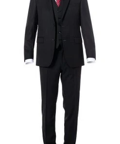 Carl Gross Anzug 70-060N0/323022+332023+343113/90 Anzug mit Weste, Modern Fit, Schurwolle, Schwarz