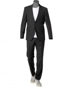 BOSS Anzug Jeckson/Lenon 50410126+50410140/001 Anzug Jeckson-Lenon, Regular Fit, Schurwolle, Schwarz meliert, Schwarz