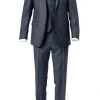 Carl Gross Anzug 70-060N0/323022+332023+343113/61 Anzug mit Weste, Modern Fit, Schurwolle, Dunkelblau meliert, Stahlblau