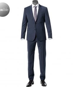 Strellson Anzug Allen-Mercer 30018469+470/412 Slim Fit, Woll-Stretch, Dunkelblau meliert, Dunkelblau