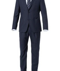 Windsor Anzug 30017445+16526+16540/410 Anzug Garon-Santio, Shaped Fit, Wolle, Nachtblau meliert, Marine