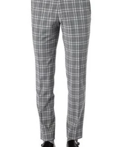CG Hose Cedric 90-143S3/433063/81 Slim Fit, Schurwolle, Steingrau kariert, Grau-hellblau