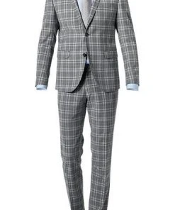 CG Anzug Caden-Cedric 90-143S3/423712+433063/81 Slim Fit, Schurwoll-Stretch, Steingrau kariert, Grau-hellblau