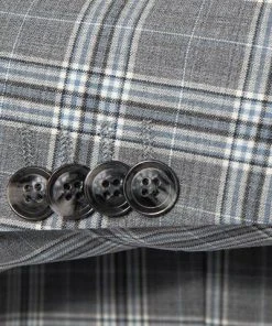 CG Anzug Caden-Cedric 90-143S3/423712+433063/81 Slim Fit, Schurwoll-Stretch, Steingrau kariert, Grau-hellblau -Anzüge & Westen Verkäufe 335845 norm4