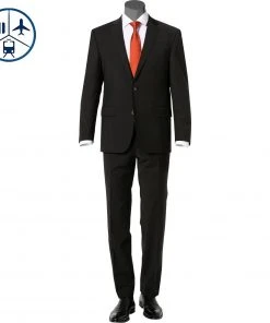 Carl Gross Anzug 30-031S0/325031+338343/90 Reise-Anzug, Regular Fit, Schurwoll-Stretch, Schwarz