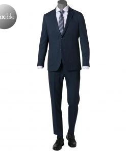 Pierre Cardin Anzug 42288+72534/810/94325/3250 Modern Fit, Mikrofaser wasserabweisend, Navy gestreift, Dunkelblau