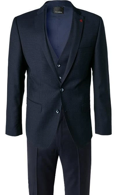 ROY ROBSON Anzug 050631594900+1704100+1295400/A410 Anzug mit Weste, Slim Fit, Schurwolle Super100 wasserabweisend, Dunkelblau gemustert, Dunkelblau 4 ROY ROBSON Anzug 050631594900+1704100+1295400/A410 Anzug mit Weste, Slim Fit, Schurwolle Super100 wasserabweisend, Dunkelblau gemustert, Dunkelblau – Bild 2