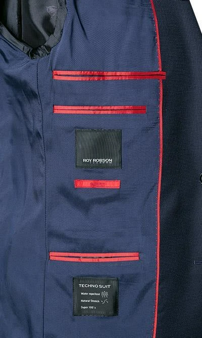 ROY ROBSON Anzug 050631594900+1704100+1295400/A410 Anzug mit Weste, Slim Fit, Schurwolle Super100 wasserabweisend, Dunkelblau gemustert, Dunkelblau 9 ROY ROBSON Anzug 050631594900+1704100+1295400/A410 Anzug mit Weste, Slim Fit, Schurwolle Super100 wasserabweisend, Dunkelblau gemustert, Dunkelblau – Bild 7