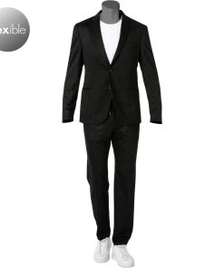 BOSS Anzug Norwin/Banks 50427198+50427205/001 Anzug Norwin-Banks, Slim Fit, Schurwolle, Schwarz gestreift, Schwarz