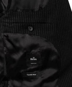 BOSS Anzug Norwin/Banks 50427198+50427205/001 Anzug Norwin-Banks, Slim Fit, Schurwolle, Schwarz gestreift, Schwarz -Anzüge & Westen Verkäufe 339616 norm6