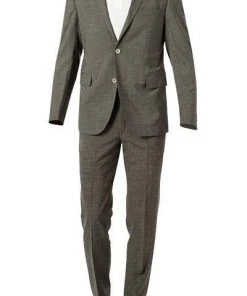 EDUARD DRESSLER Anzug 55002/6421+01/3315/67 Shaped Fit, Schurwolle-Leinen halbgefüttert, Khaki meliert, Khaki