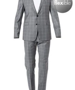 Strellson Anzug Allen-Mercer 30020633+634/035 Slim Fit, Schurwoll-Stretch, Hellgrau kariert, Hellgrau