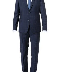 Strellson Anzug Aron-Maser 30020958+957/402 Slim Fit, Schurwolle Super100, Dunkelblau kariert , Dunkelblau