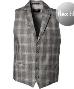 CINQUE Weste Civz 2629-4178/25 Slim Fit, Leinen-Stretch, Grau-sand kariert, Grau