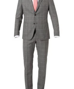 Windsor Anzug Garon+Santio 30019703+30019518/030 Anzug Garon-Santio, Shaped Fit, Schurwolle, Grau kariert, Grau