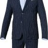 BOB Anzug DRESS383A+B T383/rosso Baumwolle-Leinen halbgefüttert, Navy-rot gestreift -Anzüge & Westen Verkäufe 345950 norm
