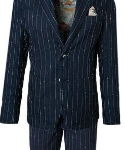 BOB Anzug DRESS383A+B T383/rosso Baumwolle-Leinen halbgefüttert, Navy-rot gestreift -Anzüge & Westen Verkäufe 345950 norm2