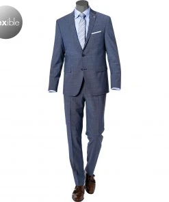 Pierre Cardin Anzug 52261+72240/810/75231/3350 Regular Fit, Schurwoll-Stretch Futureflex, Blau meliert, Blau