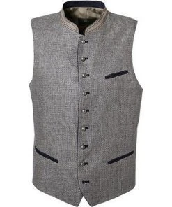 Schneiders Weste Henro 341/0079/4020 Trachtenweste, Leinen, Beige-blau gemustert, Beige-blau