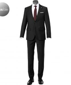 Pierre Cardin Anzug 52253+72240/810/14001/2000 Regular Fit, Schurwoll-Stretch Futureflex, Schwarz