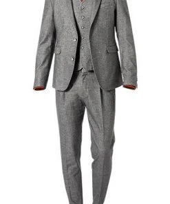 CINQUE Anzug 2243+2632+2157-5166/93 Anzug mit Weste, Slim Fit, Flanell-Stretch, Mittelgrau meliert, Mittelgrau